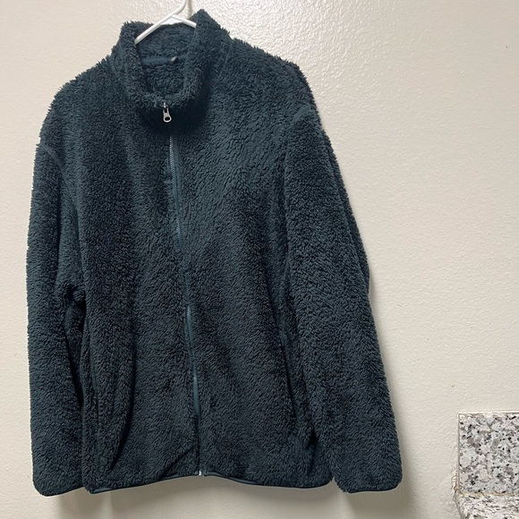 Uniqlo Black Teddy Jacket Plush Fleece Casual - Picture 10 of 10